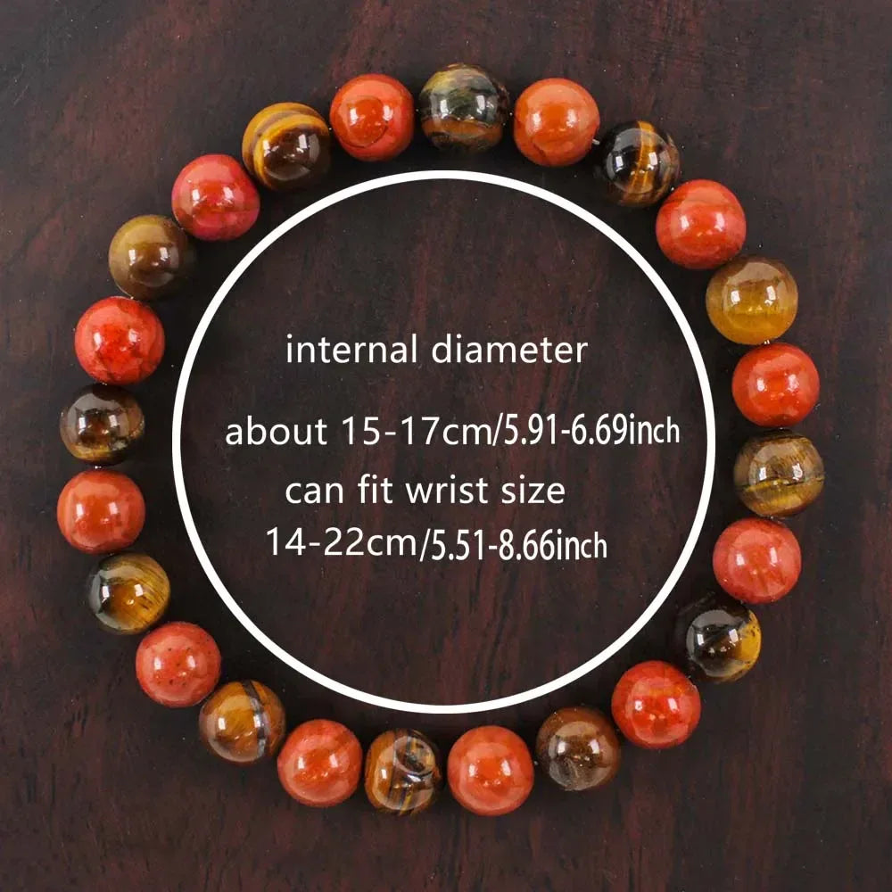 🐅 Elegant Natural Stone Tiger’s Eye Bracelet – Women’s Round Red Bead Jewelry | Perfect Christmas Gift & Stylish Pulseras Mujer