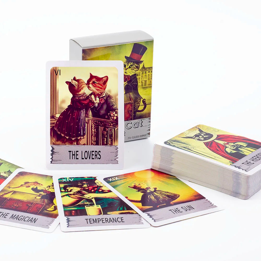 Mystic Cat Tarot 78-Card Deck | English Visions Divination Edition for Party Gatherings and Family Nights