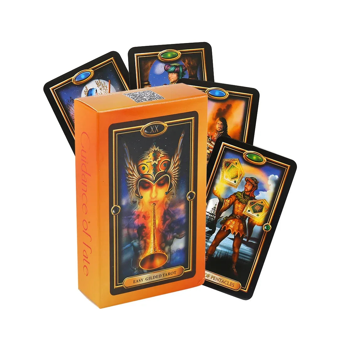 Easy Gilded Tarot Cards – 78-Card Gold Foil Deck for Guidance, Divination, and Family Board Games