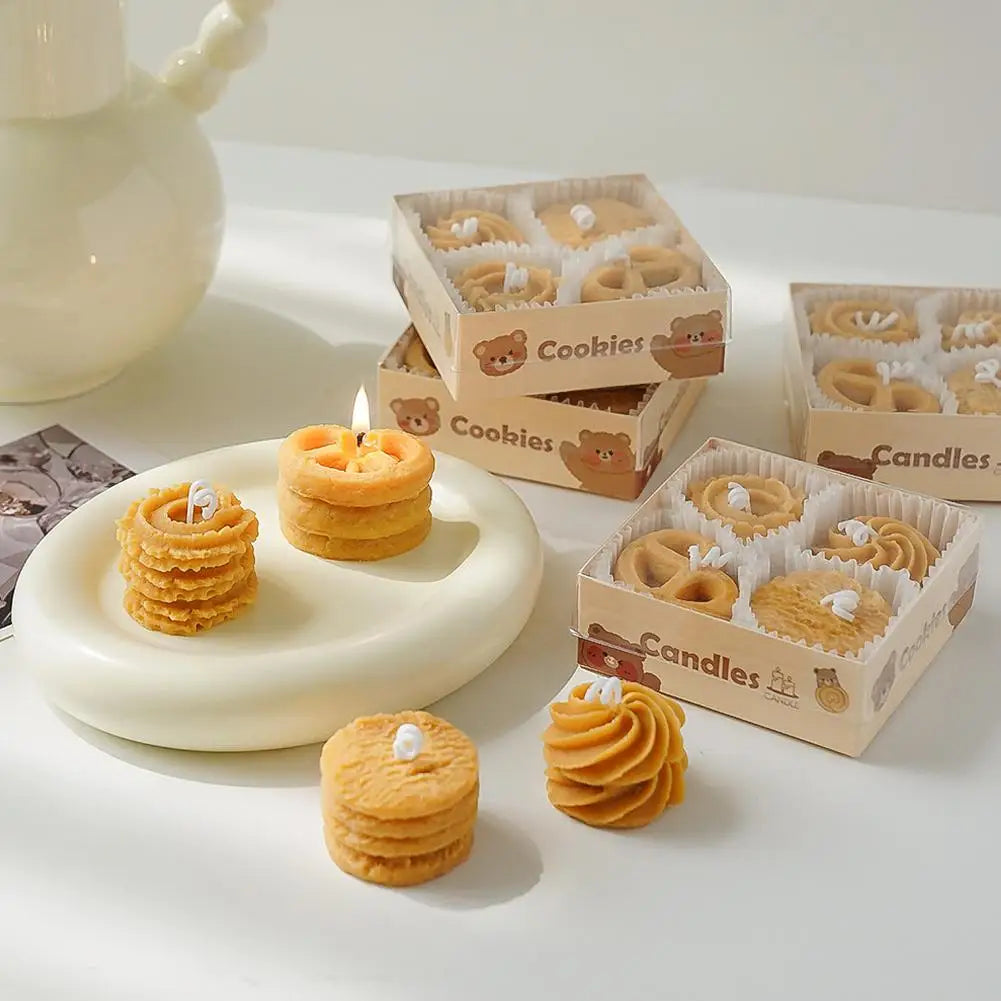 🍪 Christmas Cookie Scented Candle Gift Set – Realistic Biscuit-Shaped Soy & Paraffin Wax Candles | Cozy Gourmand Holiday Decor | 4pcs Set with Charming Xmas Vibes