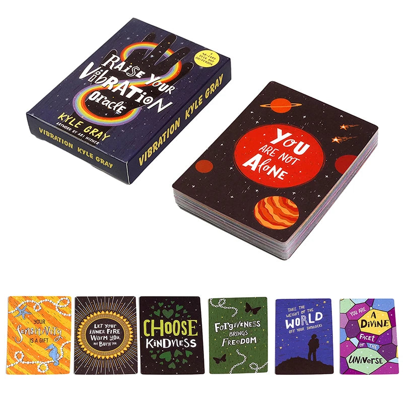 🌟 Raise Your Vibration Oracle Cards – 48 Cards Family-Friendly Board Game Positive Energy, Mindfulness & Inspiration Portable 10.3 x 6 cm Deck