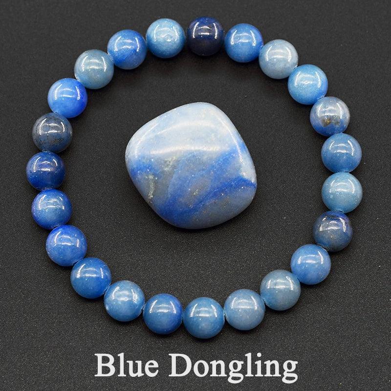 ✨ Natural Red Picasso Jasper Stone Beads Elastic Bracelet – Unisex Healing Crystal Jewelry with Round Red Pine Beads – Elegant Jade Bangle Gift 8 Blue Dongling