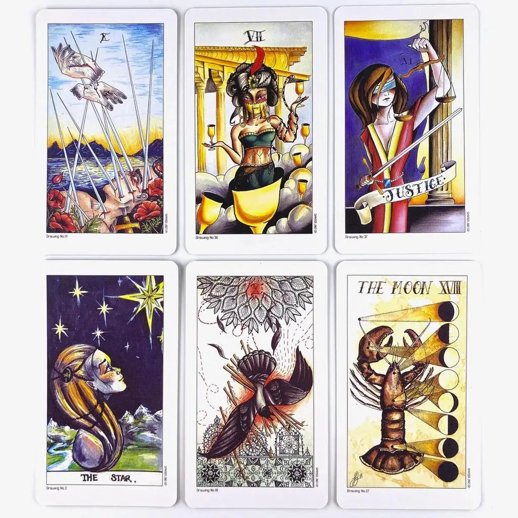 🖋️ Eight Coins' Tattoo Tarot Deck – 82-Card Fortune-telling Deck with 188-Page Full-Color PDF Guidebook