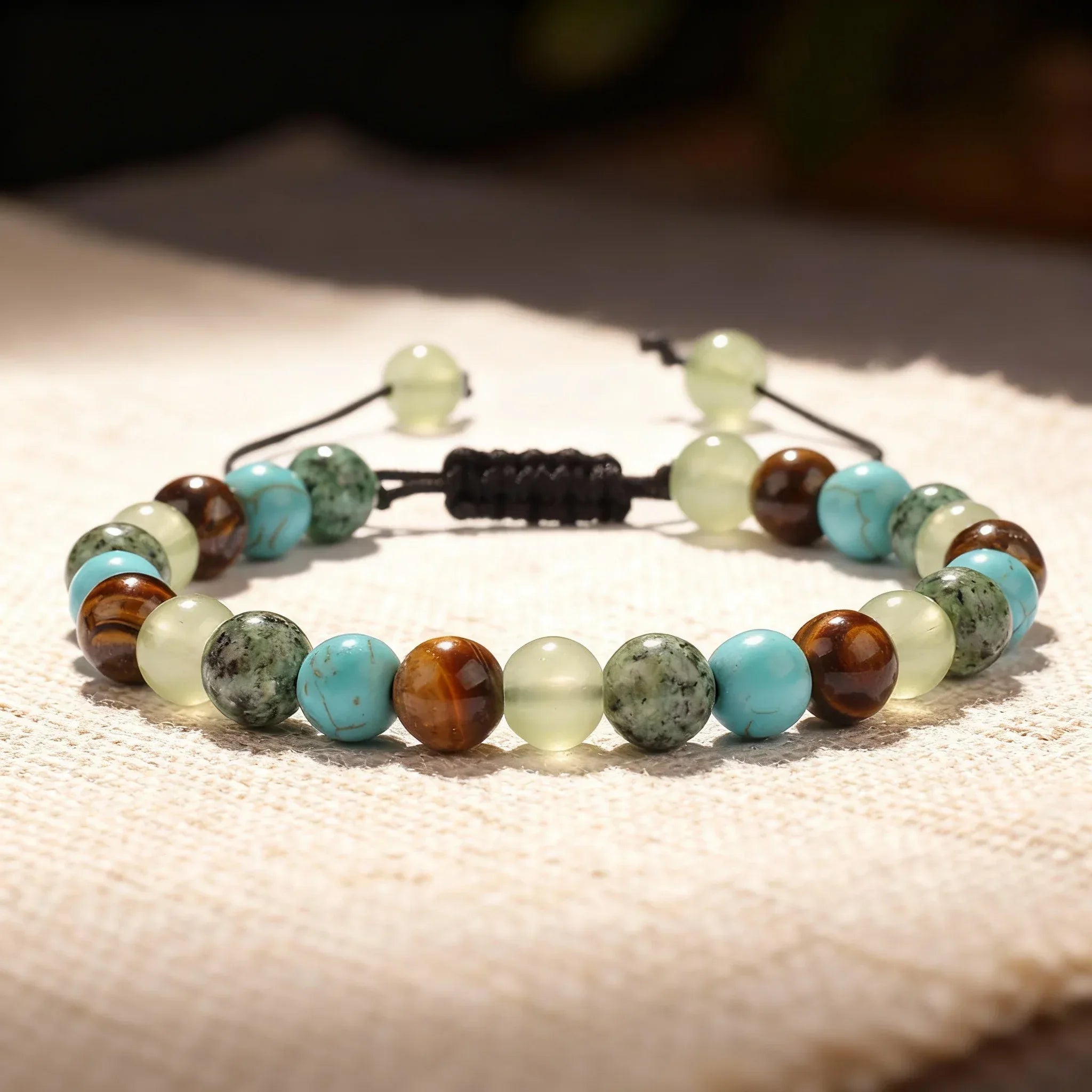 ✨ Classy Winter Jewelry – Yellow and Green Tiger Eye with African Pine Natural Stone Bracelet – Anxiety Relief for Family, Perfect Daily and Christmas Gift