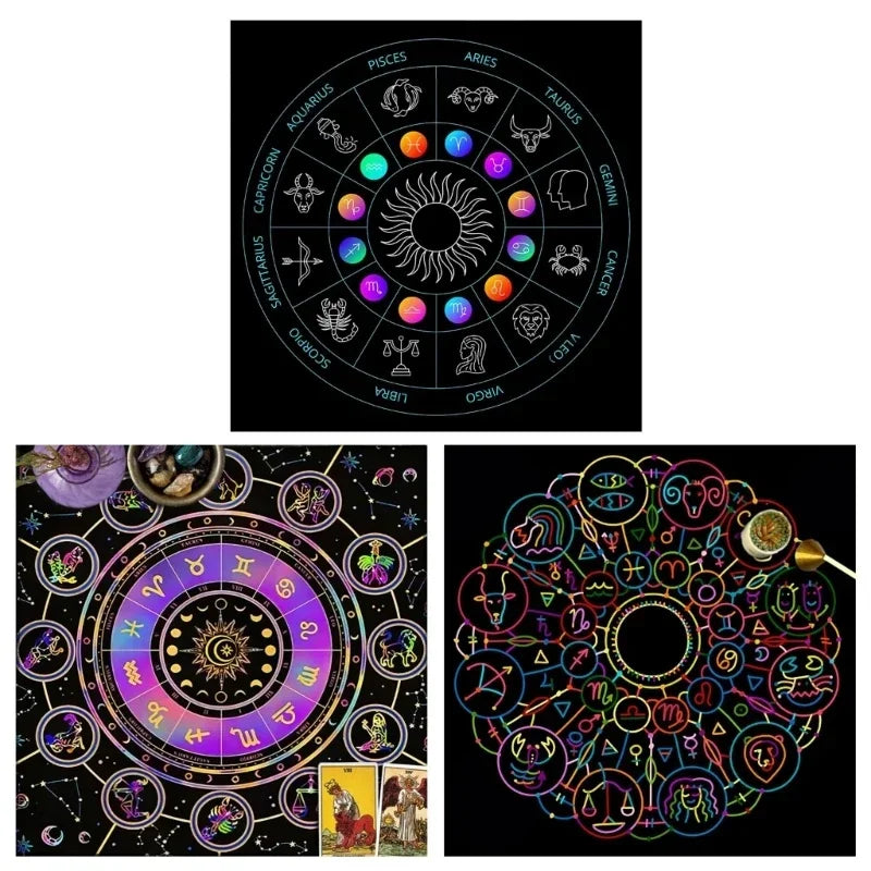 🔥MoonPhases Tarot Card Tablecloth | Astrological Divination Altar Cloth – Mystical Tapestry for Tarot and Spiritual Practice
