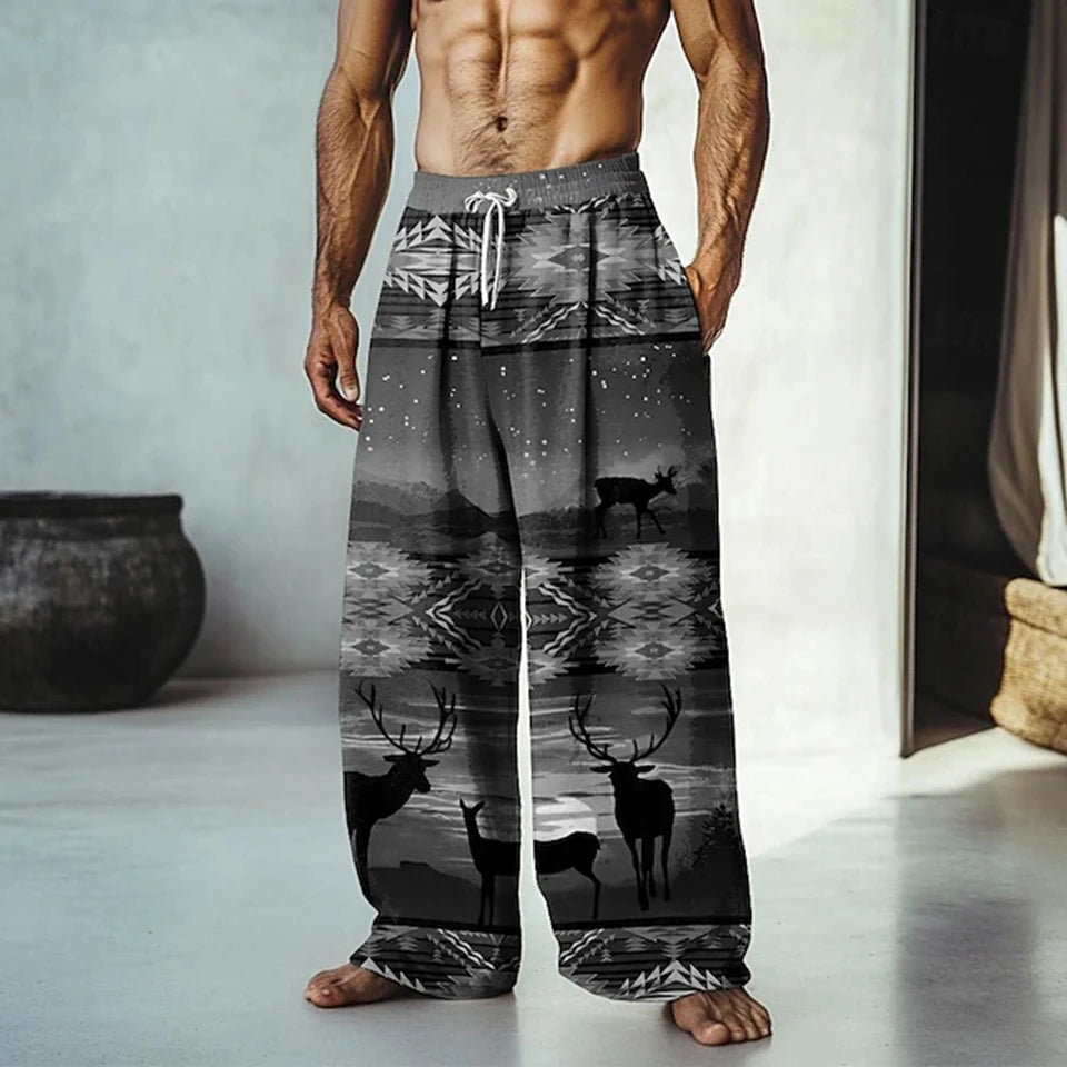 ✨ The Bohemian Nomad 3D Masterpiece: Premium Men's Loose-Fit Ethnic Print Pants – Hyper-Realistic Tribal Graphics, Breathable Quick-Dry Fabric, and Ultimate Beach-to-Street Versatility