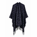Women's Winter Poncho Wrap - Imitation Cashmere Shawl Cape & Scarf (130 x 150 cm) for Ultimate Warmth and Style One Size 5Leopard-black gray