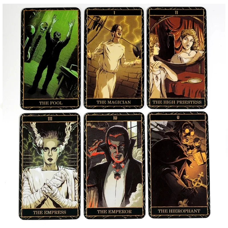🧛‍♂️ Newest 78pcs Universal Monsters Tarot Deck | Classic Movie Monsters Theme – 10.5*6.3cm Spooky Tarot Reading Cards