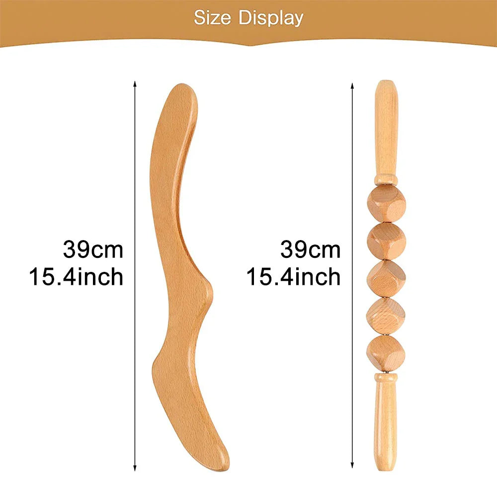 Wood Therapy Fascia Release Massage Tools – Wooden Massage Brush & Gua Sha Body Sculpting Tool for Smooth Meridians and Deep Tissue Relief﻿
