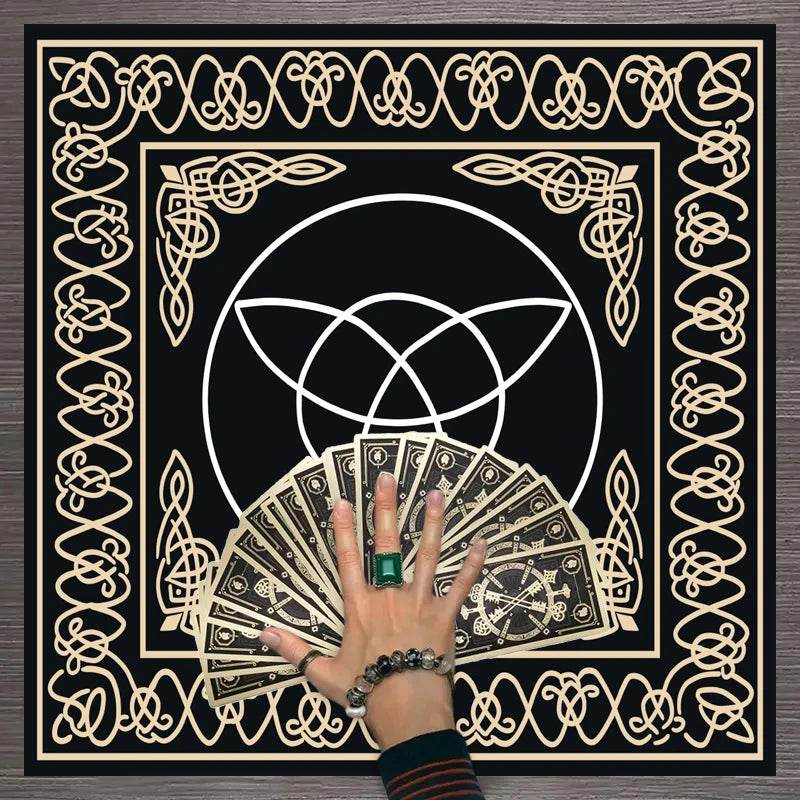 Moon Phase Tarot Card Tablecloth - Gold for Spiritual Readings and Rituals