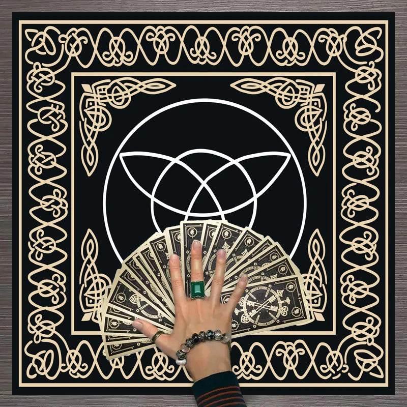 Moon Phase Tarot Card Tablecloth - Gold for Spiritual Readings and Rituals
