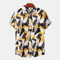 🎨 The Chromatic Patchwork Aloha Masterpiece: Premium Men's Vintage-Style Hawaiian Shirt – High-Definition Colorful Geometric Print, Breathable Short-Sleeve Button-Down, and Signature Loose-Fit Silhouette Shirts-YSY06716