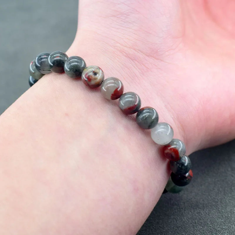 ✨ Natural Stone Protection Bracelet – Dragon Blood Beads, Quartz & Onyx Stretch Jewelry for Men & Women – Healing Reiki & Yoga Energy Bracelet