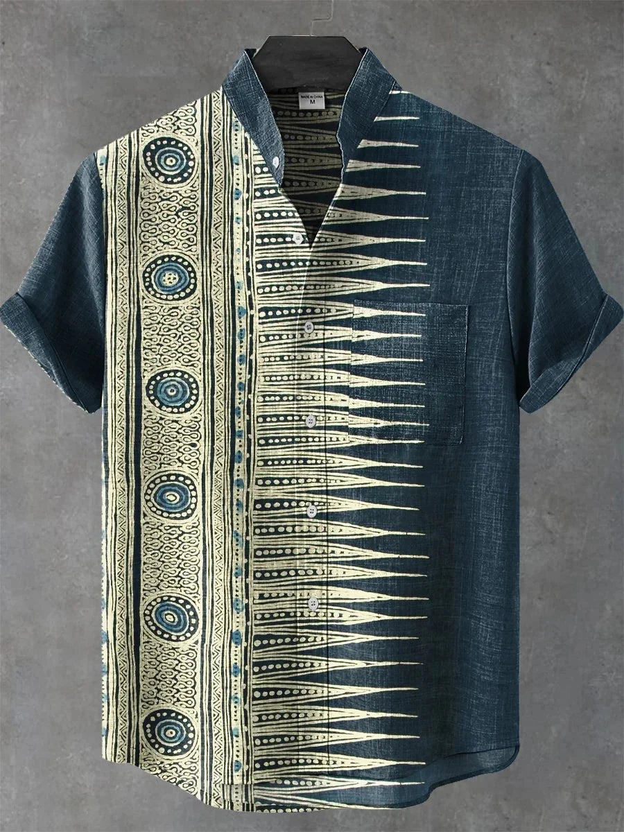 🎨 The Label-Art Heritage Edition: Premium Men’s Artistic Linen Shirt – High-Definition Graphic Label Print, Breathable Organic Cotton-Linen Blend, and Sophisticated Modern-Fit Casual Button-Down ZQ1810