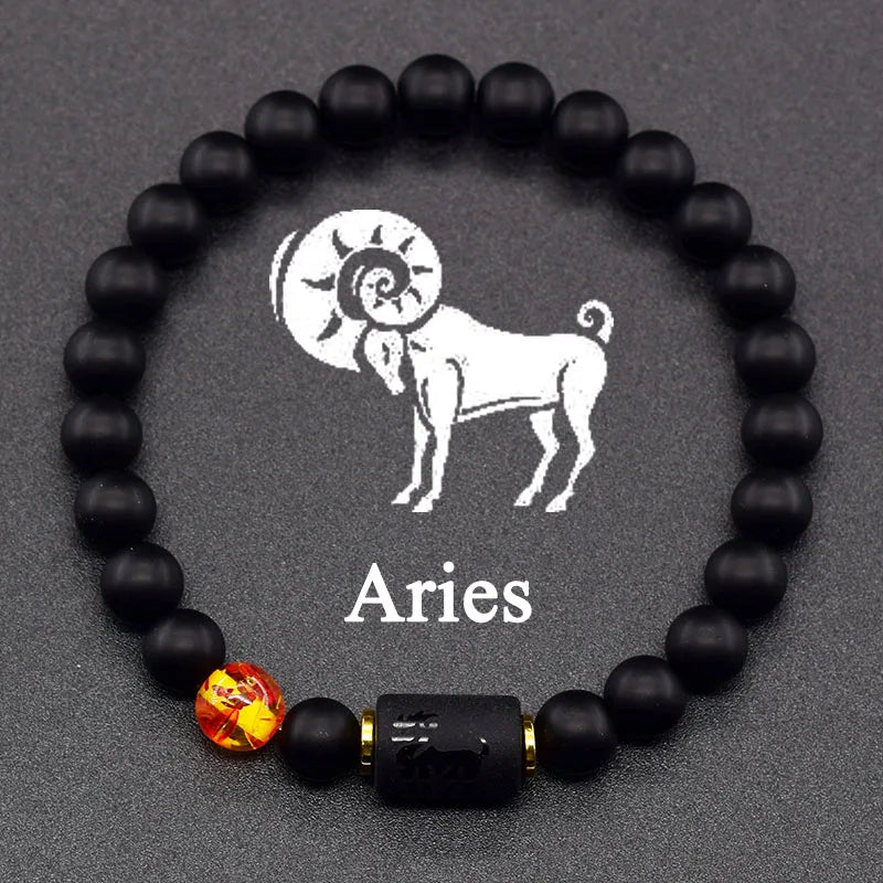 ✨ 12 Zodiac Constellation Signs Bracelet – Tiger Eye & Sparrow Picture Stone Beads – Virgo Charm Couple Jewelry for Men & Women