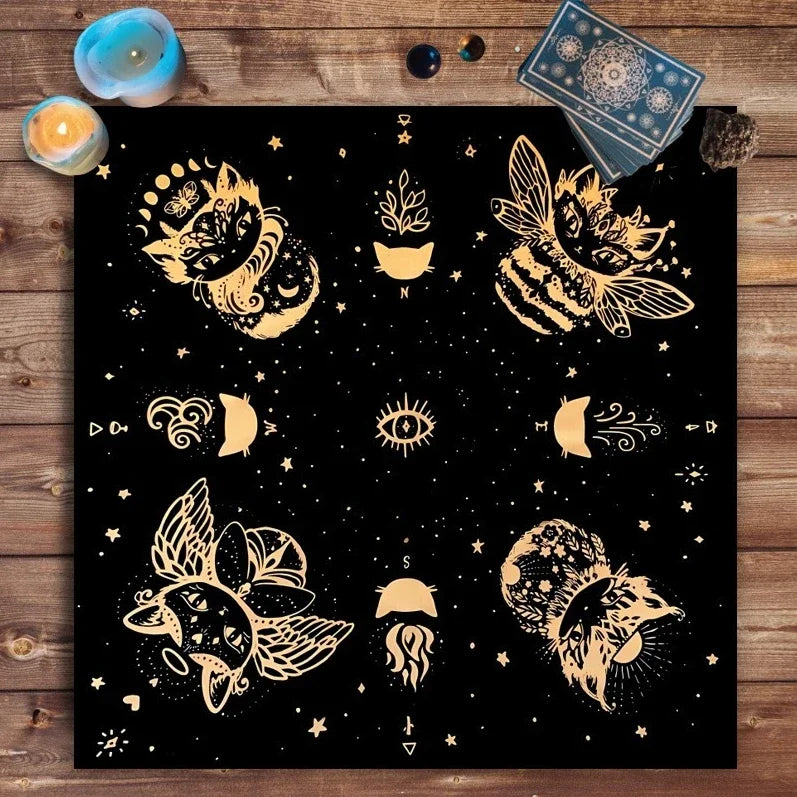 🃏 Mandala Tree of Life Tarot Tablecloth – Sea Velvet Square Butterfly Altar Cloth for Tarot Readings, Terrace Dining & Multi-Purpose Mystic Decor 035