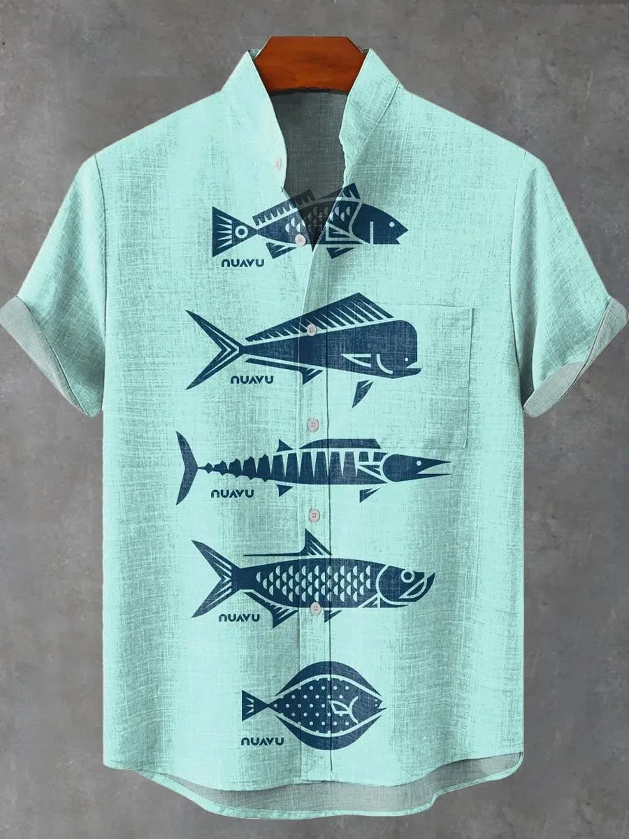 🦞 The Lobster-Luxe Coastal Masterpiece: Premium Men's Cotton-Linen Blend Short-Sleeve Shirt – High-Definition Lobster Graphic Print, Ultra-Breathable "Cool-Touch" Fabric, and Sophisticated Resort Fit
