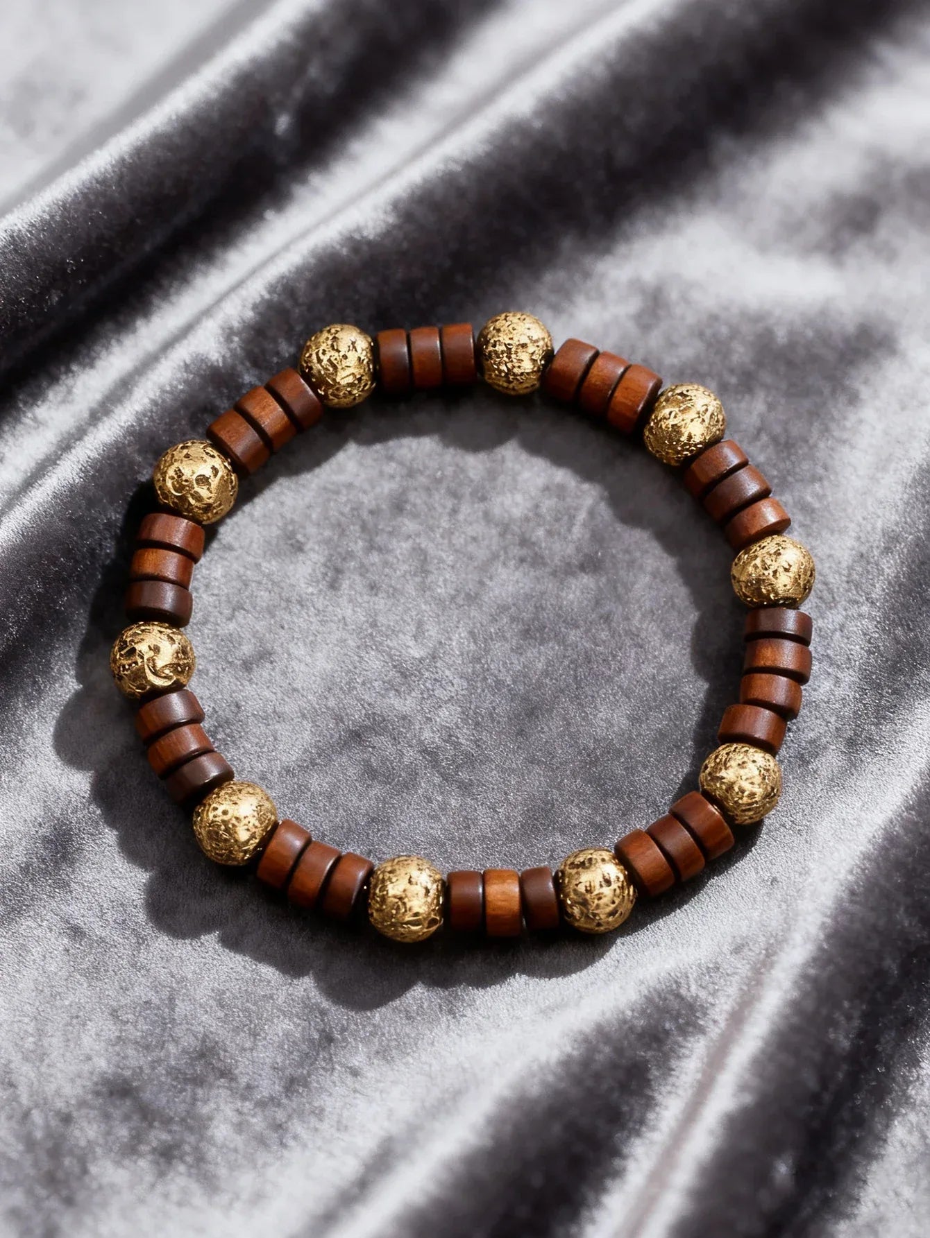 ✨ Natural Volcanic Stone Bracelet for Men – Light Blue Lava Beads & Handmade Retro Wood Beads – Vigour, Protection & Calmness Jewelry 7
