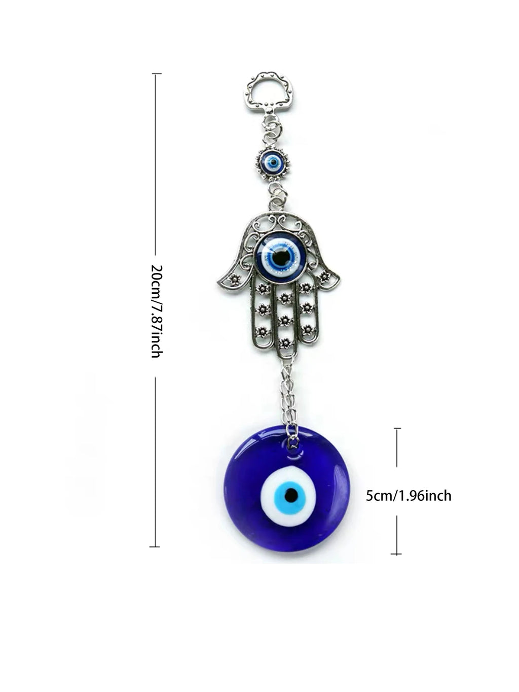 🧿 Devil's Eye Glass Eye Pendant – Turkish Jewelry with Blue Eye Alloy Palm Charm | Protective Talisman & Stylish Accessory | Free Shipping