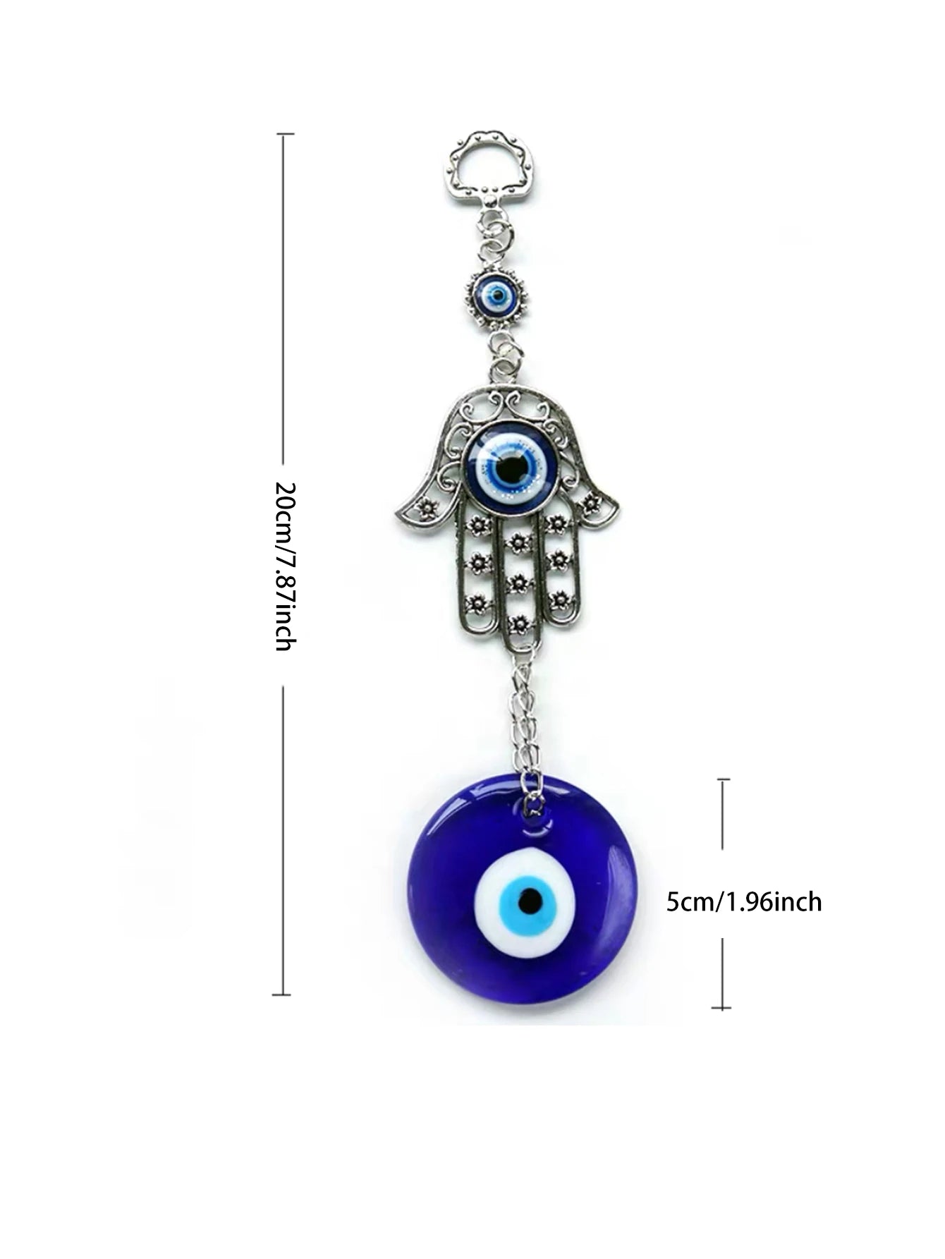 🧿 Devil's Eye Glass Eye Pendant – Turkish Jewelry with Blue Eye Alloy Palm Charm | Protective Talisman & Stylish Accessory | Free Shipping
