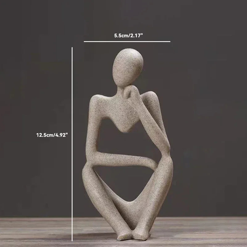 🧘‍♂️ Sand Color The Thinker Abstract Statue – Nordic Style Yoga Figurine for Living Room & Desk Decoration | Maison Home Décor | Free Shipping Sand color Small 1