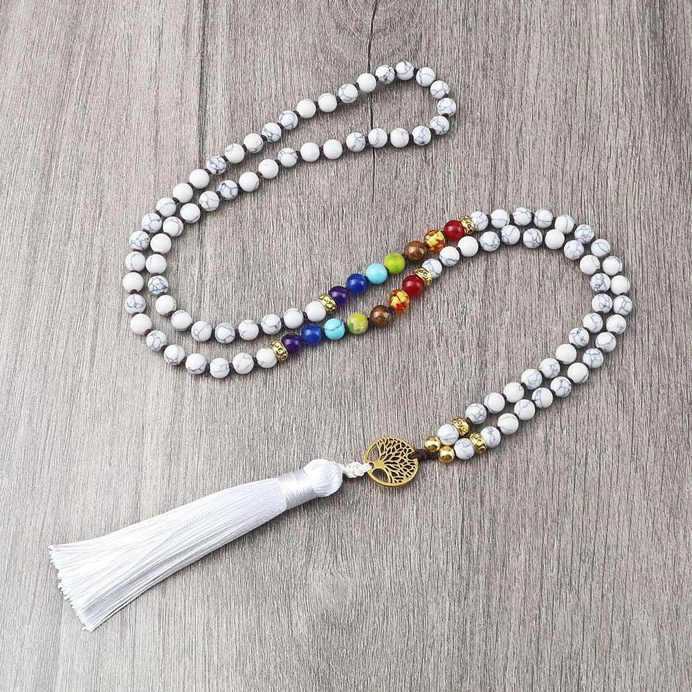 🐯 Tiger Eye & Black Onyx 108 Mala Necklace with Tree of Life Pendant – 7 Chakra Healing Crystal Beads & Protection Rosary Jewelry for Men & Women