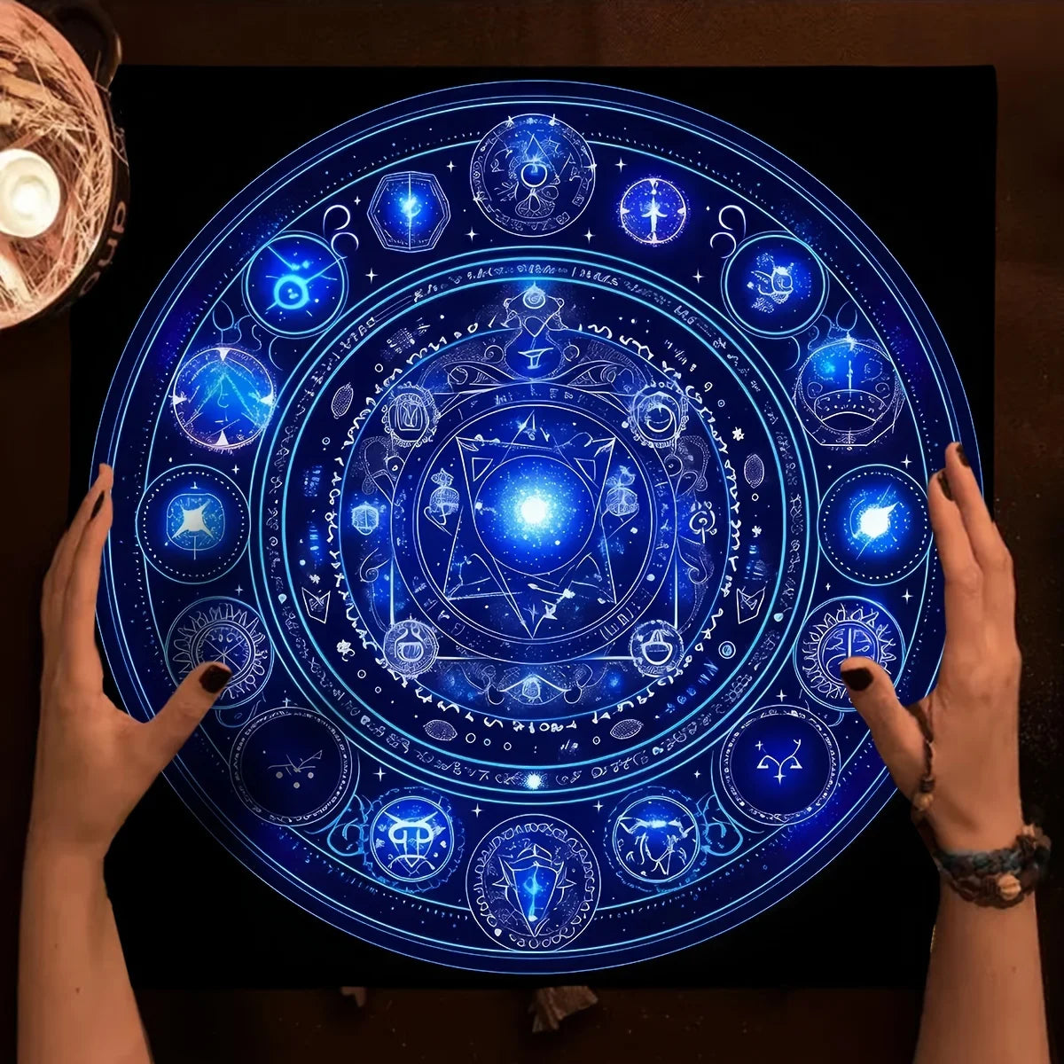 🃏 VIKAMA Mystic Tarot Table Mat – Astrology Altar Cloth & Themed Party Tabletop Decor for Witchy Home Styling YLB-1078
