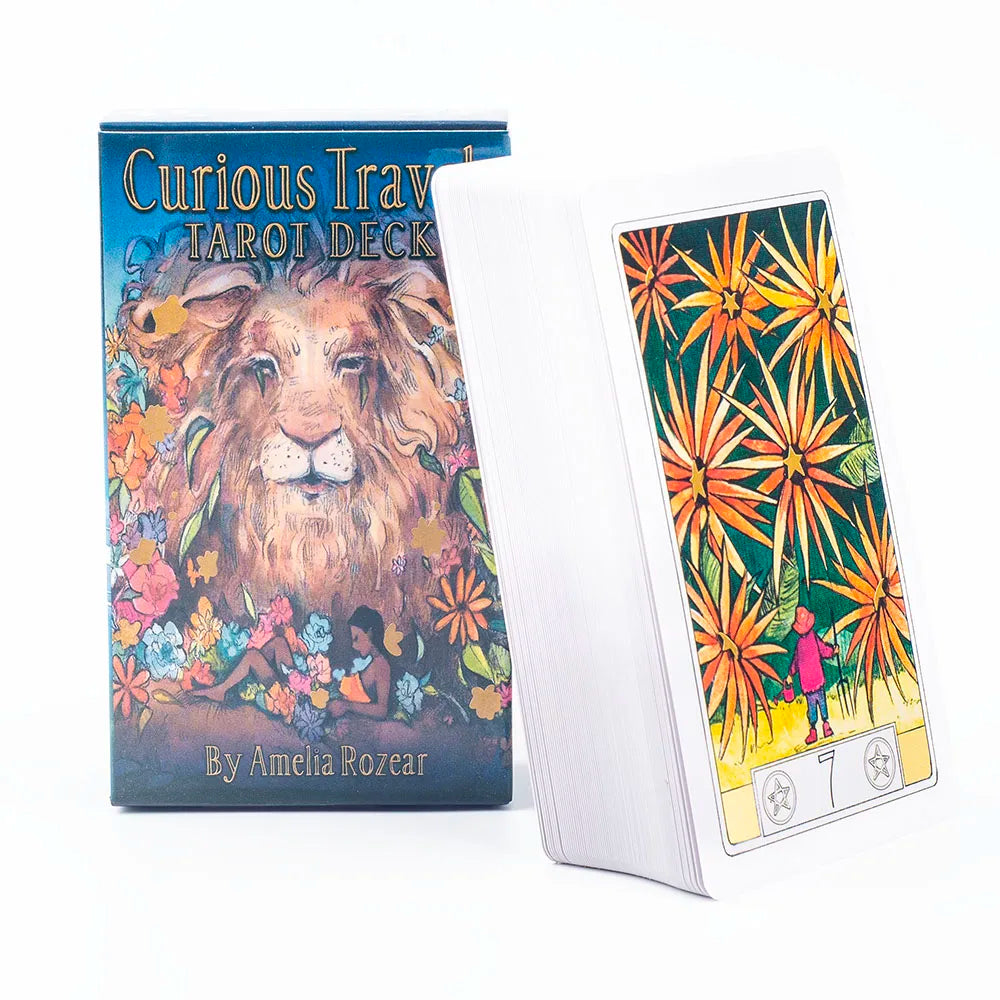✨ Curious Travels Tarot – 79-Card Deck with Charming Watercolor Illustrations for Precognition & Divination | Board Game Size 10.3 × 6 cm