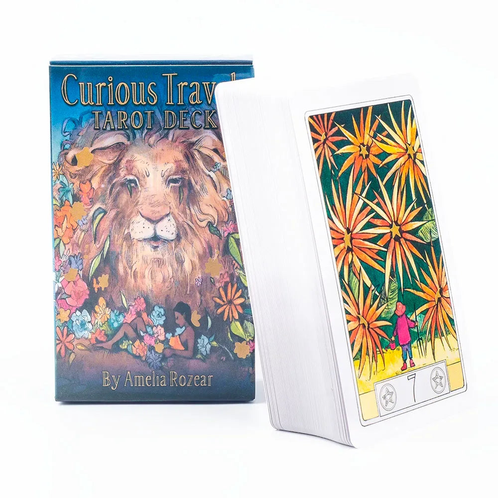 Curious Travels Tarot Deck – 79 Watercolor Cards for Precognition & Divination | Compact 10.3 × 6 cm Size