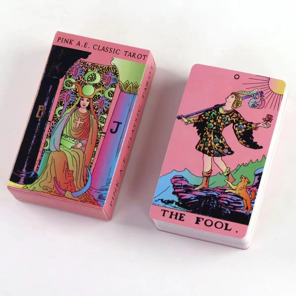 Pink A.E Classic Tarot Deck – 78 Cards English Edition for Beginners & Personal Use with Vibrant Design