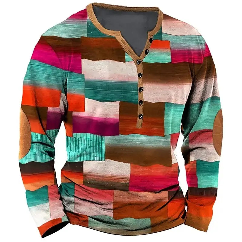 🛠️ The Denim-Patch Masterpiece: Premium Men’s 3D Printed Vintage T-Shirt – High-Definition Plaid & Denim Patchwork Graphic, Long-Sleeve Oversized Fit with Button Accents, and Sophisticated Urban-Grunge Streetwear Tee ACLLTHA240911F