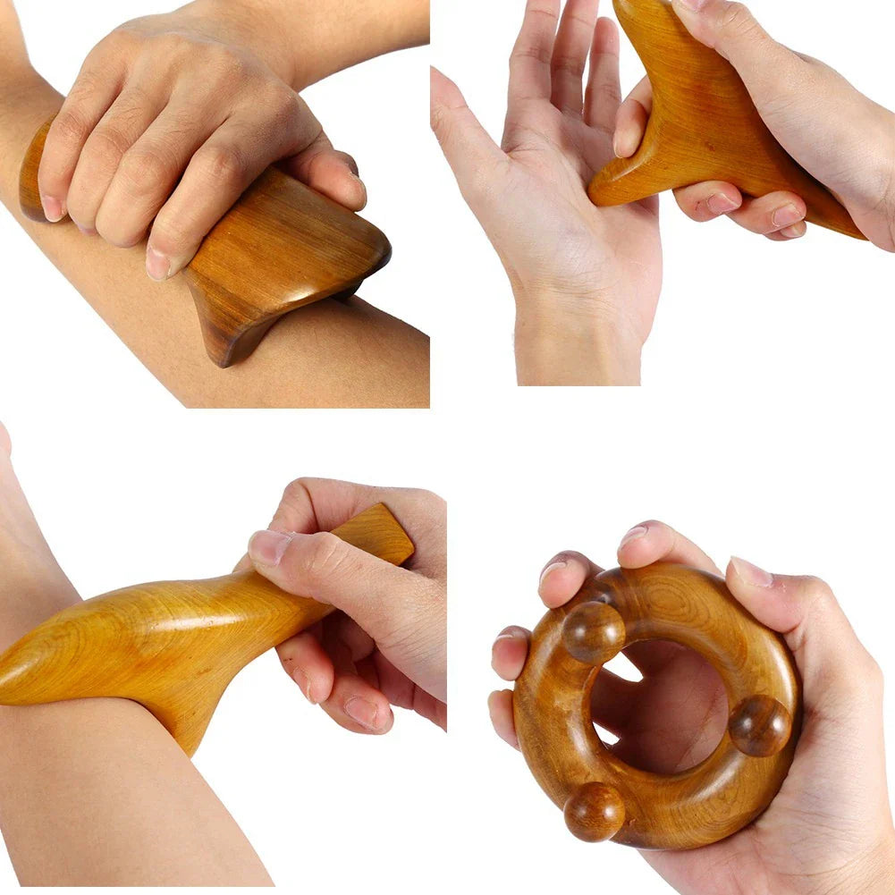 Gua Sha Massager 5 Styles Vietnam Fragrant Wood Body & Foot Reflexology Acupuncture Thai Massager Roller Therapy﻿