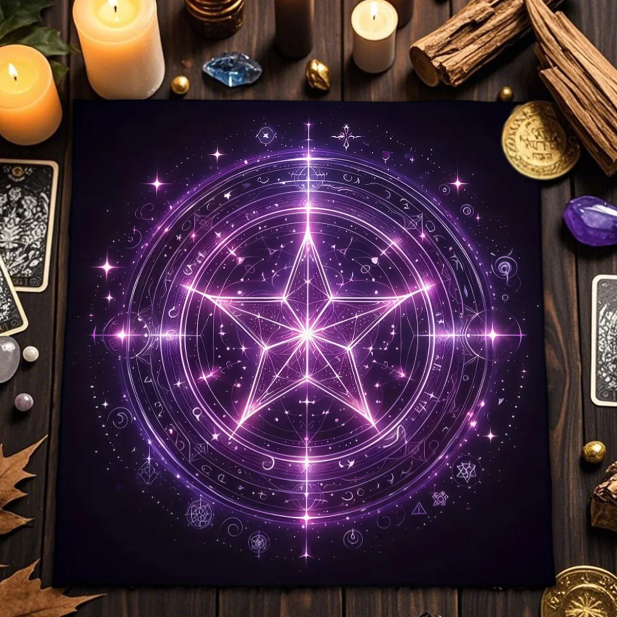 🃏 Creative Astrology Tarot Tablecloth – Altar Ritual Cloth & Party Decoration, A Perfect Gift for Tarot and Zodiac Enthusiasts TLB (949)