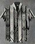 🌍 The Ethnic Heritage Edition: Premium Men’s Retro Linen Shirt – High-Definition Tribal Graphic Print, Breathable Organic Cotton-Linen Blend, and Sophisticated Modern-Fit Holiday Streetwear มัลติ