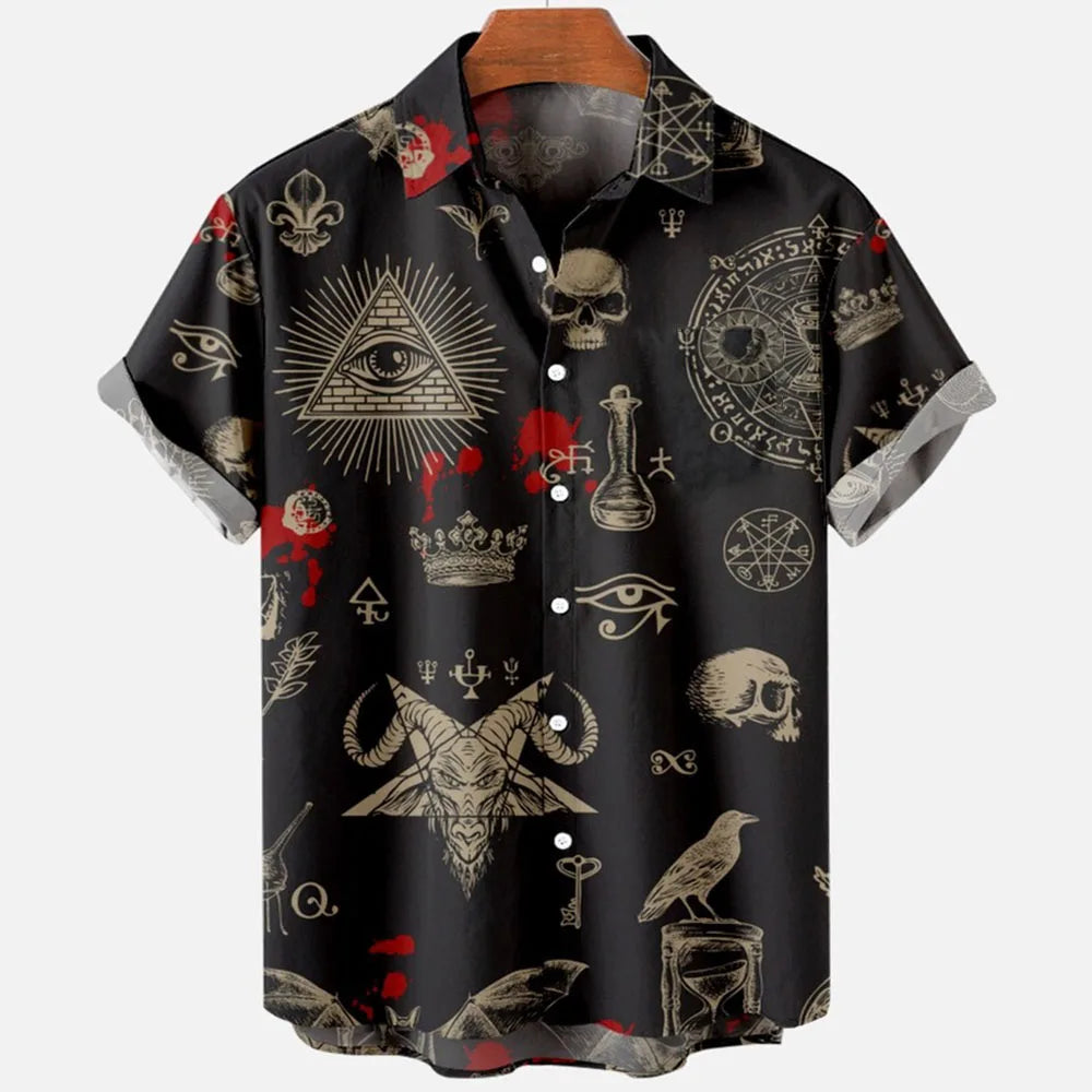 👹 The Demonic Abyss: Premium Men’s Horror 3D Printed Hawaiian Shirt – High-Definition Surreal Devil Graphic, Ultra-Breathable Performance Fabric, and Sophisticated Urban-Gothic Loose Fit Short-Sleeve Summer Button-Down (S-5XL)