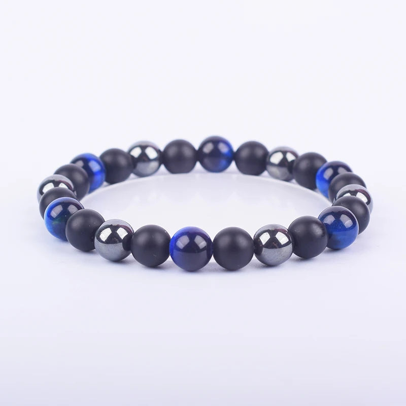 ✨ Magnetic Hematite, Tiger Eye & Obsidian Bracelet – Triple Protection Health Care Stainless Steel Bangle – Perfect Weight Loss Gift for Men & Women 11blue tiger eye