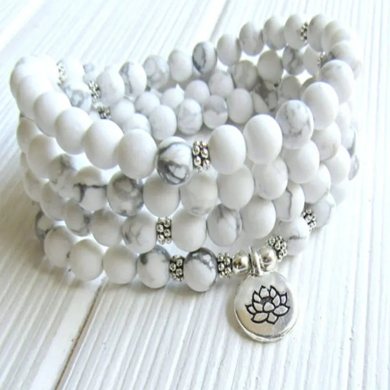 ✨ Turquoise & Onyx Mala Yoga Wrap Bracelet – 108 Prayer Beads Meditation Necklace for Spiritual Focus and Calm A7