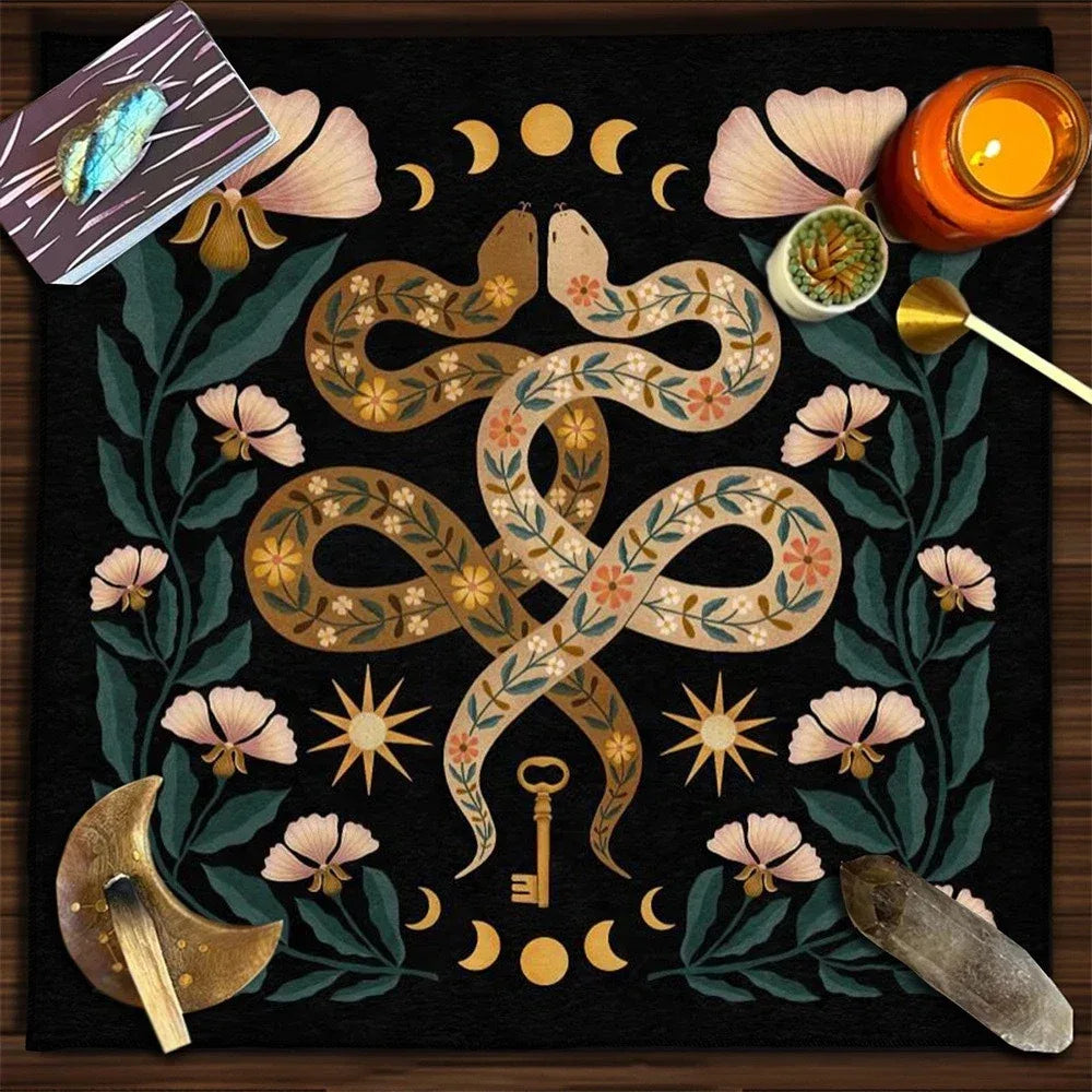 🃏 Mandala Tree of Life Tarot Tablecloth – Sea Velvet Square Butterfly Altar Cloth for Tarot Readings, Terrace Dining & Multi-Purpose Mystic Decor 048