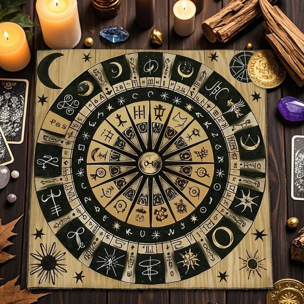 🃏 Starry Sky Zodiac Tarot Tablecloth – Twelve Constellations Astrological Altar Cloth for Divination, Rituals & Mystic Tarot Readings TLB (858)