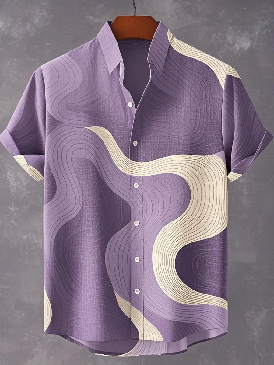 🎉 The Chromatic Horizon 3D Masterpiece: Best-Selling Men's Designer Hawaiian Shirt – High-Definition Multi-Color Print, Breathable Premium Linen-Blend, and Sophisticated Outdoor Party Silhouette DXYM-OL4