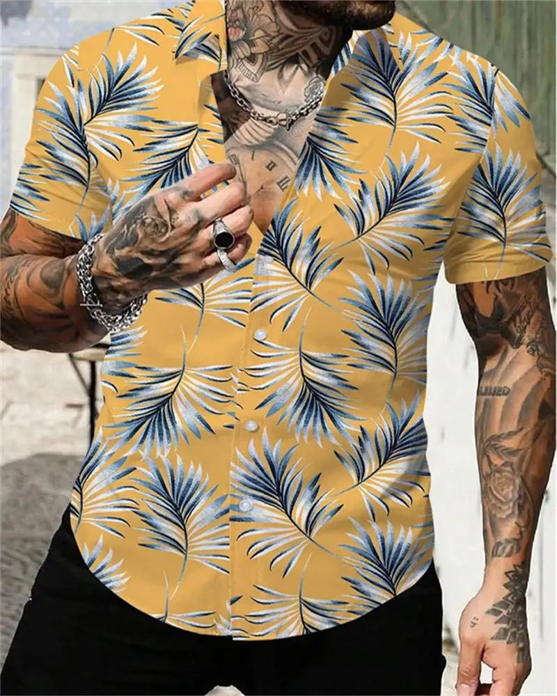 🎨 The Geometric 3D Block Masterpiece: Premium Men's Color-Block Hawaiian Shirt – High-Definition Digital Print, Breathable Short-Sleeve Button-Down, and Inclusive Oversized Silhouette (Up to 5XL) CS2024AQ2701