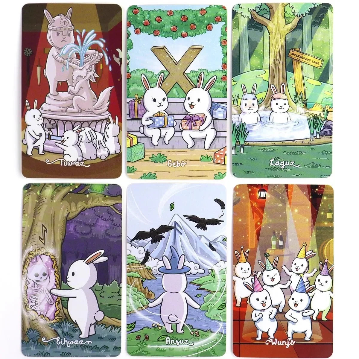 Chubby Bun Rune (Elder Futhark) V2 Tarot Deck – 78-Card Whimsical Bunny-Themed Divination and Board Game Deck