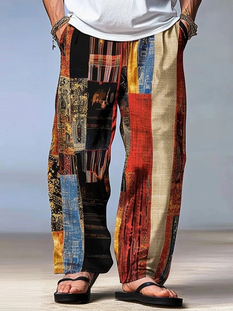 ✨ The Matrix-Vibe 3D Geometric Summer Beach Pants: Premium Quick-Dry Men's Casual Drawstring Trousers with Elastic Waist, Hyper-Realistic Optical Prints, and Full Family Sizing (Kids to Adult 5XL)