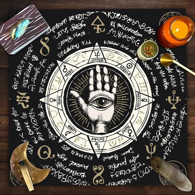 🃏 Mandala Tree of Life Tarot Tablecloth – Sea Velvet Square Butterfly Altar Cloth for Tarot Readings, Terrace Dining & Multi-Purpose Mystic Decor