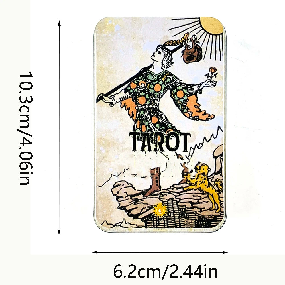 ✨ Metal Box Gilded Tarot Cards Deck – 78 Cards | Elegant Divination & Family Board Game | English Version with Paper Guidebook