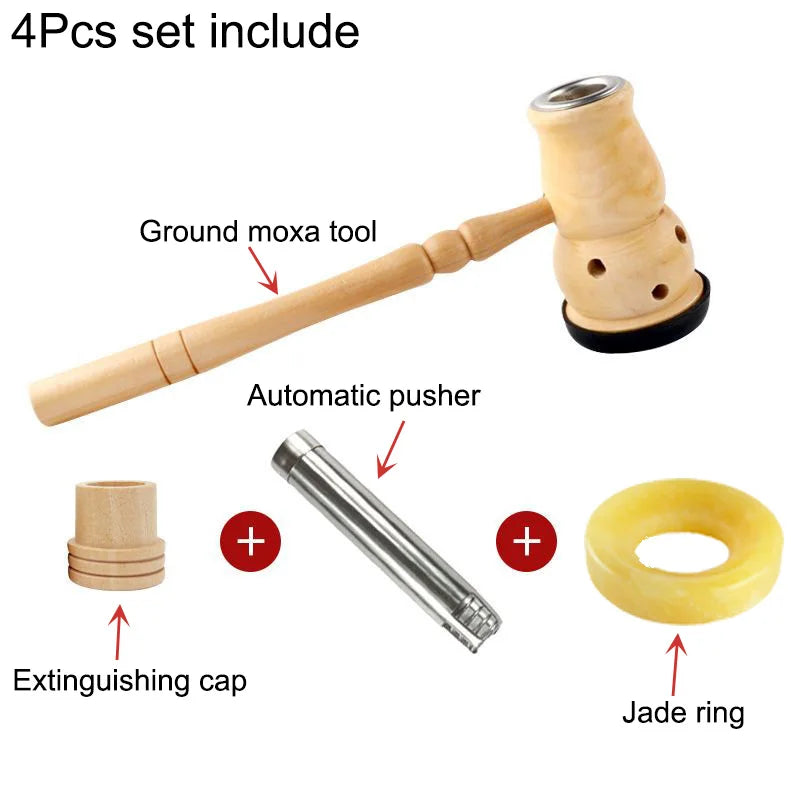 Jade Moxibustion Tool Handle Gourd Moxa Roll Burner – Natural Aspen Wood Warm Body Massage with Chinese Herbal Medicine for Meridian Penetration﻿ 4