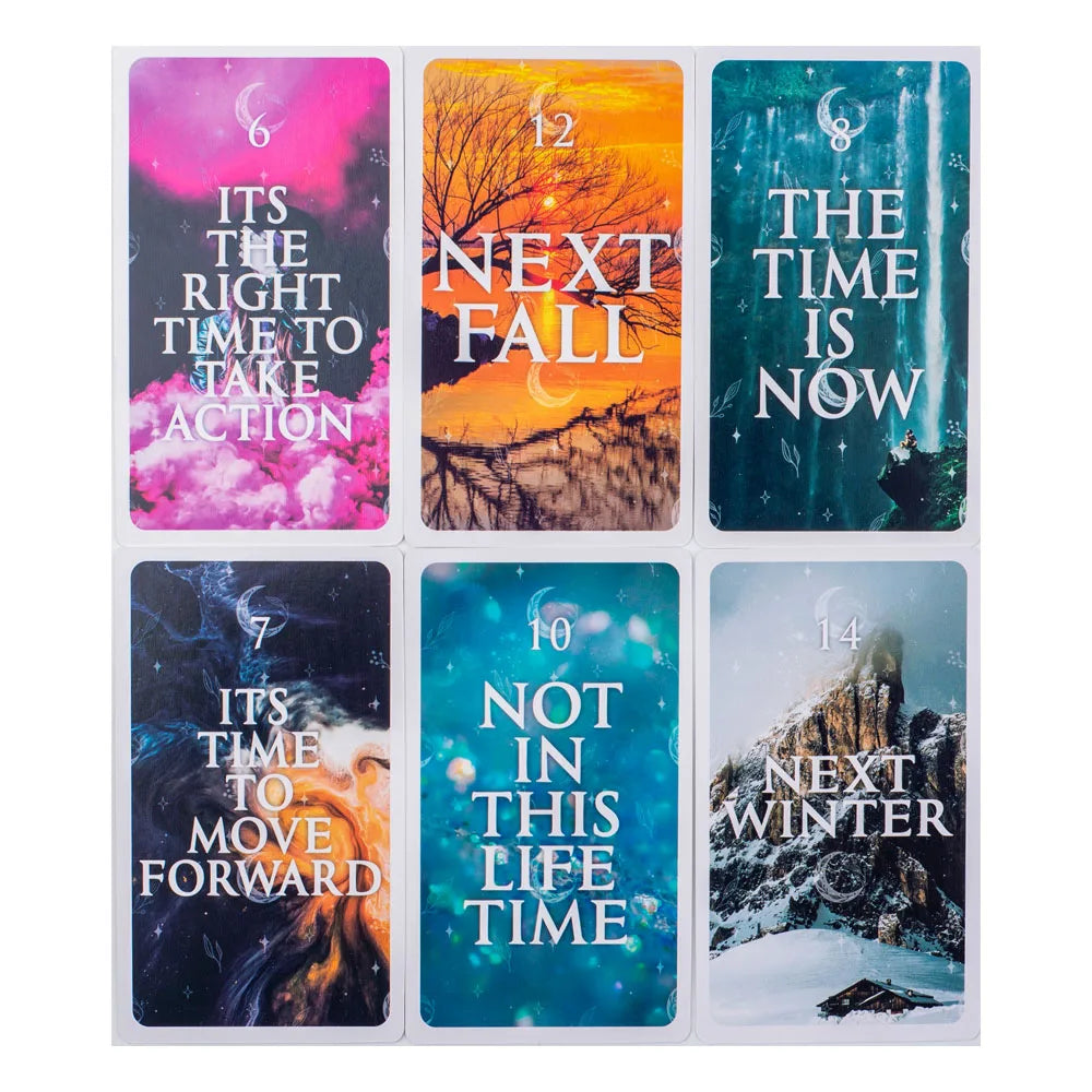 Mystical Timing Oracle – 60-Card Twin Flame and Cosmic Tarot Deck (10.3x6 cm) for Time Frame Divination and Family Board Games