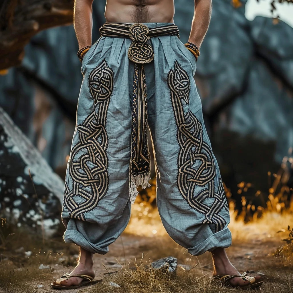🃏 Men’s Retro Viking Celtic Skeleton 3D Printed Drawstring Pants – Casual Straight-Leg Summer Beach Pants, Plus Sizes S–5XL D81PHG259162350