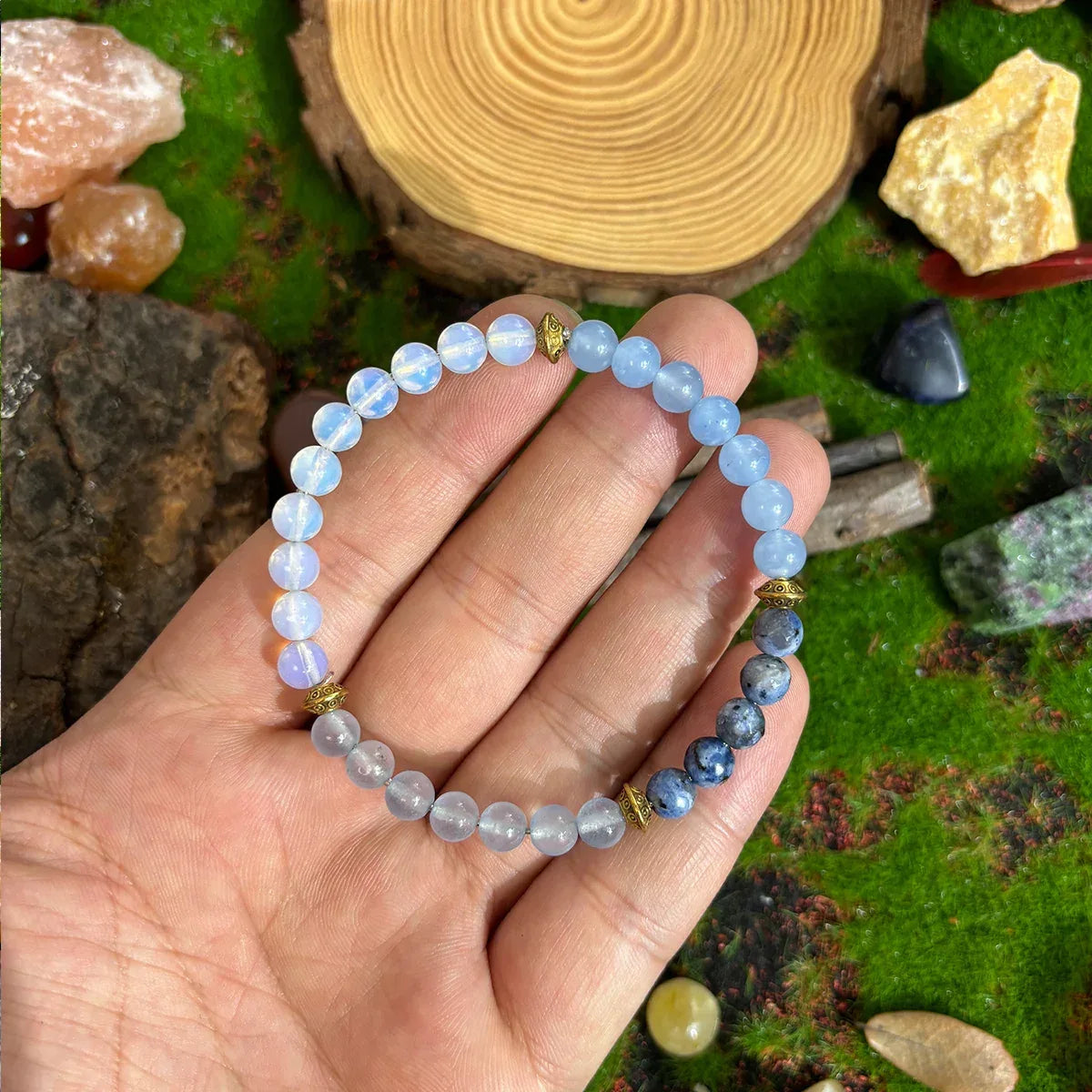 🗣️ The "True Self" Confidence Bracelet: Opal & Sodalite for Courage & Expression (6mm)
