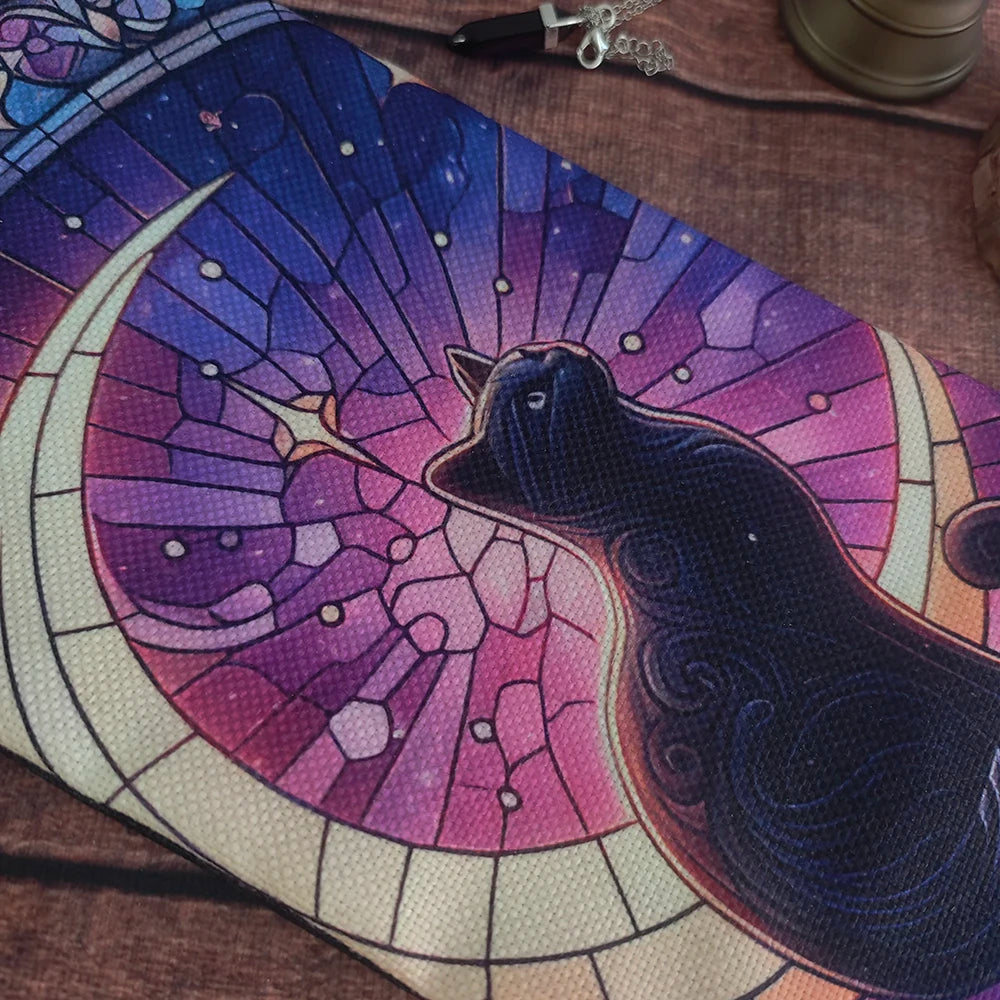 🌙 Moon Starry Sky Witchcraft Cat Tarot Storage Bag – Mystical Tarot & Divination Accessories﻿